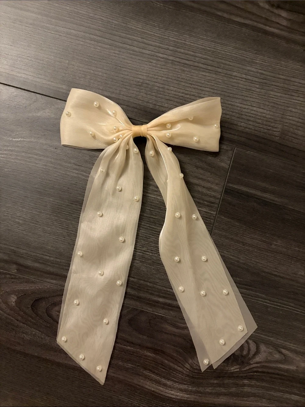 a new day Ivory Pearl-Accent Chiffon Hair Bow